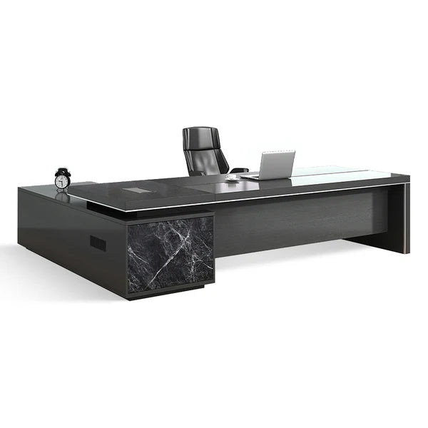 Black Marble Modern L-Shaped Executive Desk | Kaguyasu Secondary image