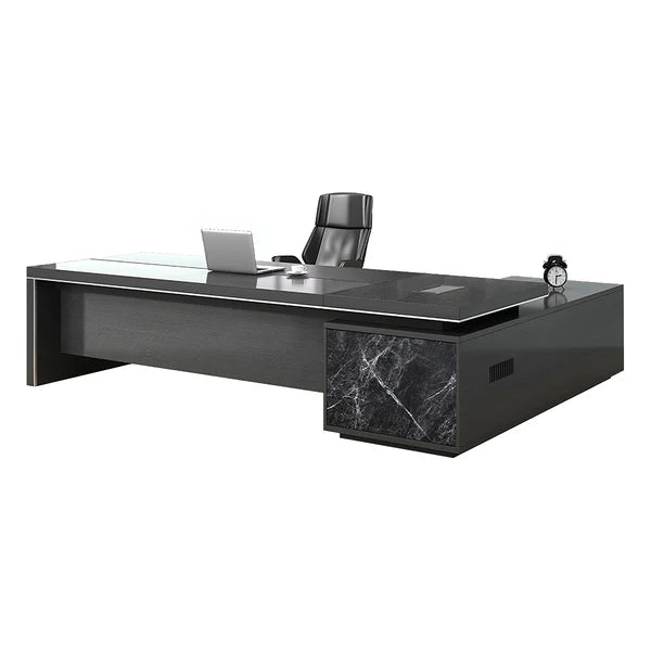 black marble modern l shaped executive desk kaguyasuLBZ 2135 main images 4 Hauptbild