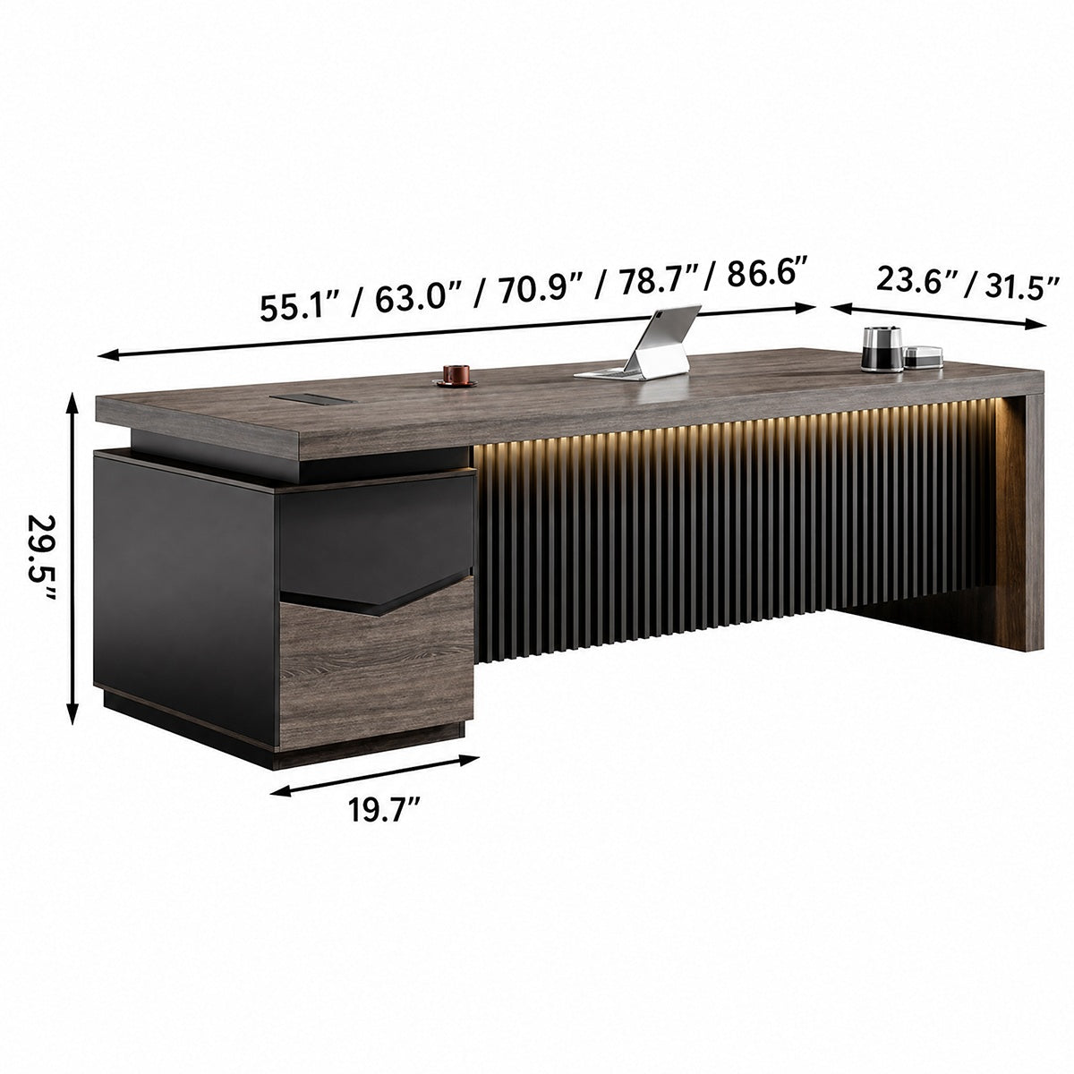 Walnut Desk - Executive Desk with Credenza - product image 15