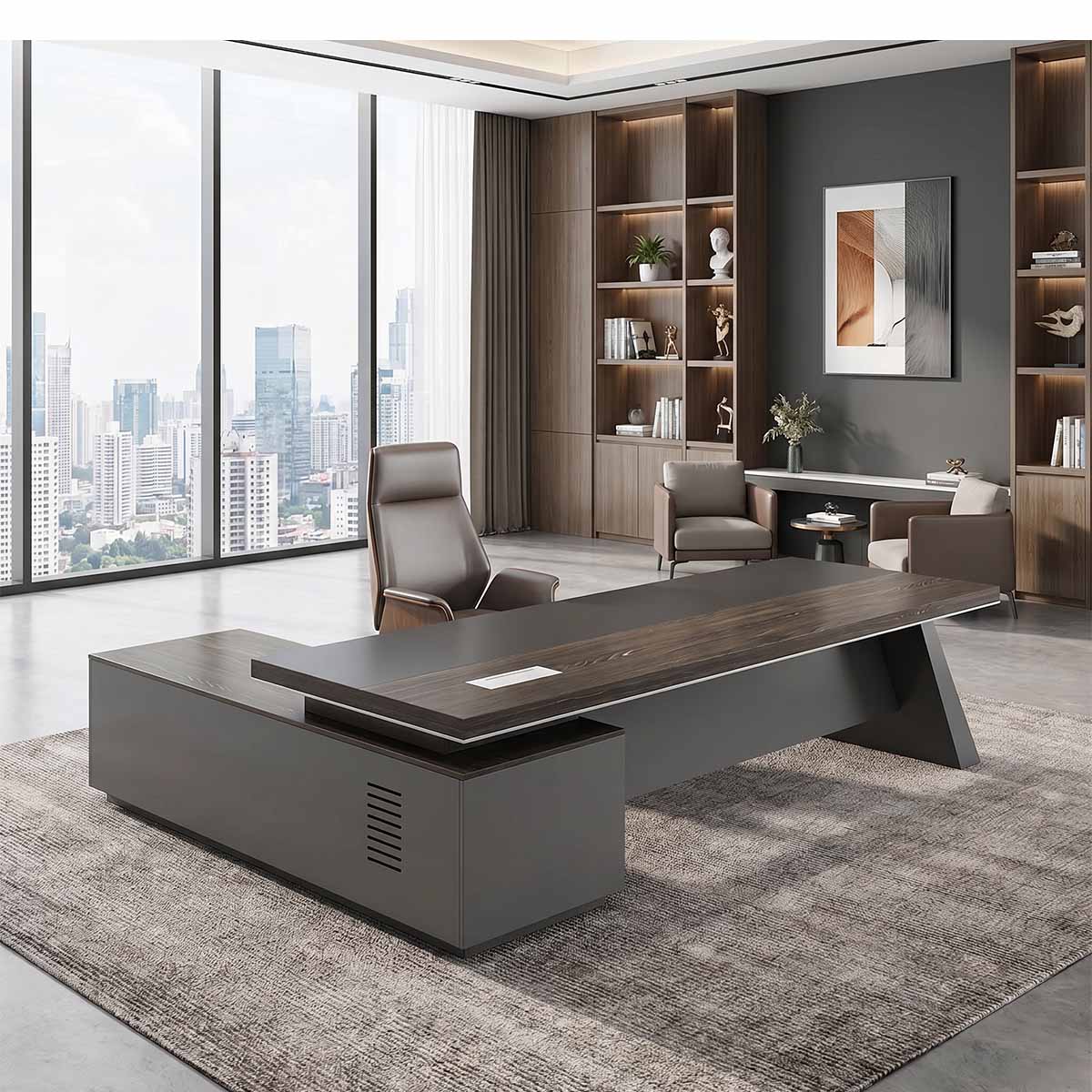 executive desk real wood l shaped office desk kaguyasuLBZ 1065 main images 1 Main image