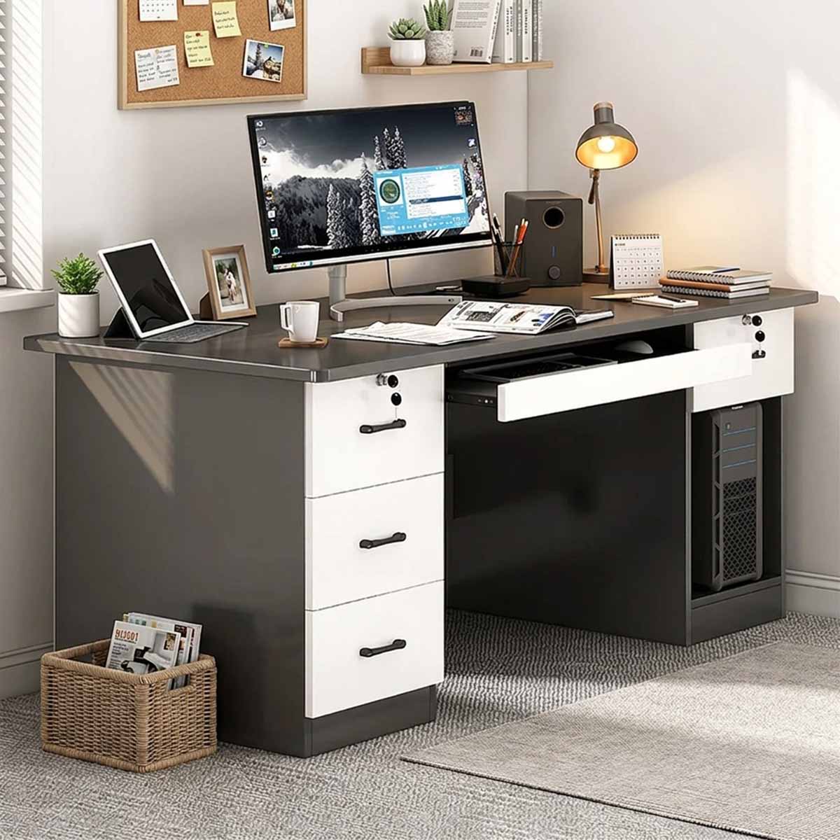 home office computer desk desk with 2 drawers kaguyasuBGZ 2022 main images 2