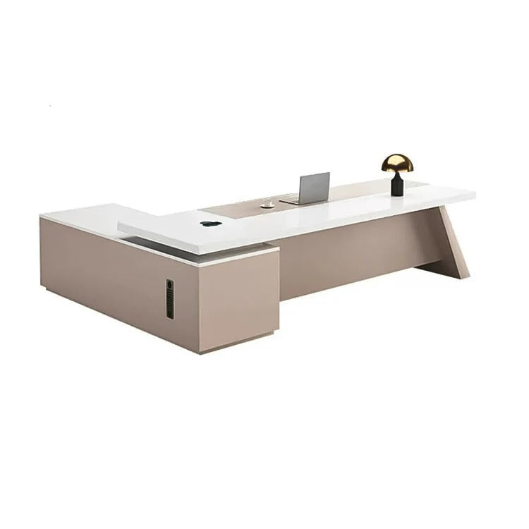 L-Shaped Executive Desk with Side Cabinet Secondary image