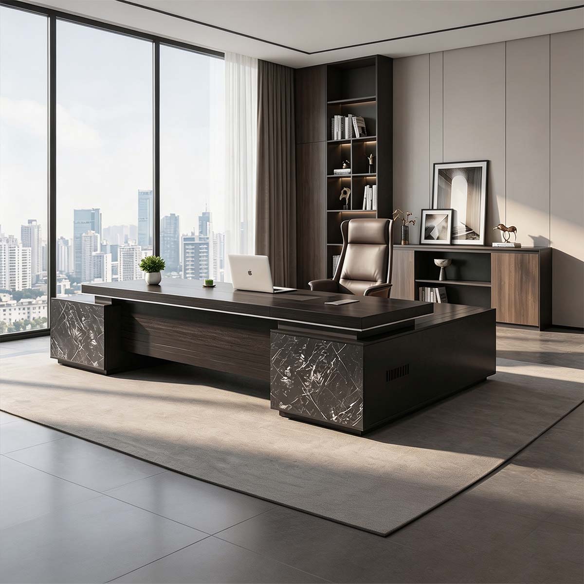 l shaped executive desk dark wood desk with storage kaguyasuLBZ 701 detailed images 16