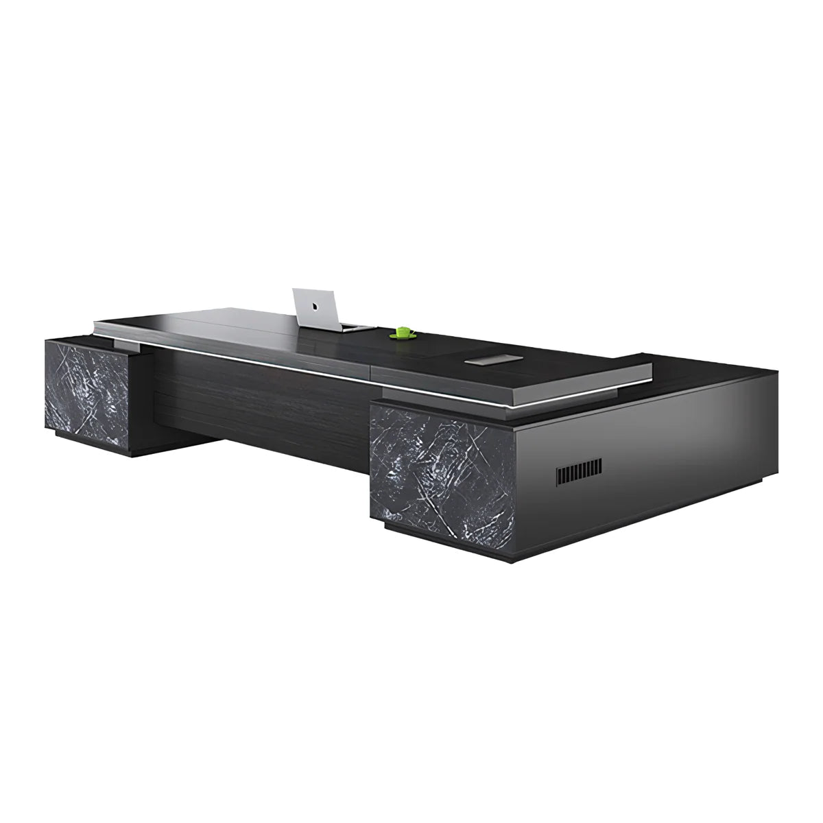 L-Shaped Executive Desk | Dark Wood Desk with Storage | Kaguyasu Secondary image