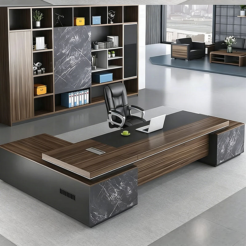 l shaped executive desk dark wood desk with storage kaguyasuLBZ 701 detailed images 3