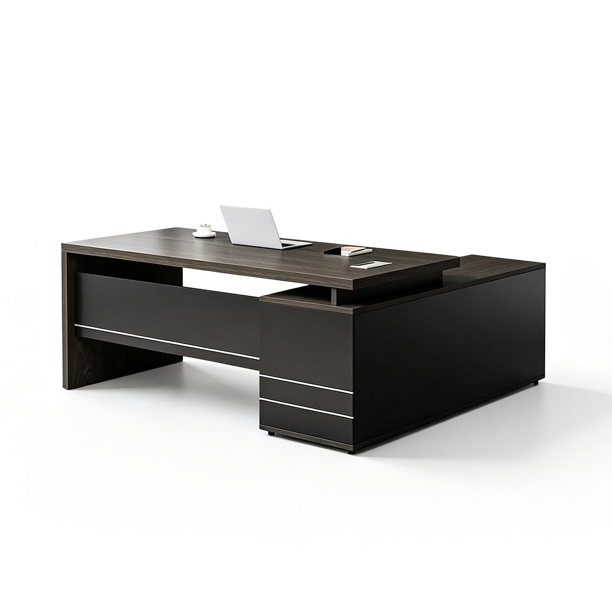 L-Shaped Executive Desk | Fluted Wood Office Desk Secondary image