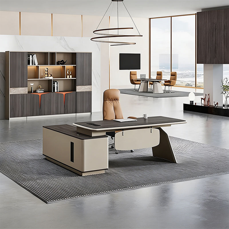 L-Shaped Office Desk | Two-Tone Executive Desk with Storage | Kaguyasu Secondary image