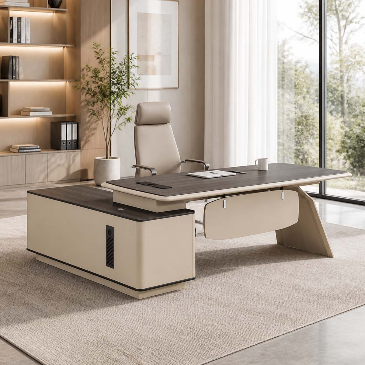 l shaped office desk two tone executive desk with storage kaguyasuLBZ 7165 main images 3 Main image