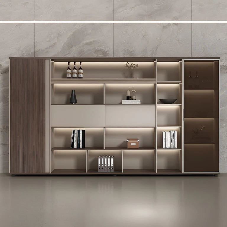 large brown bookcase cabinets and display cabinets kaguyasuLBG K005 main images 1