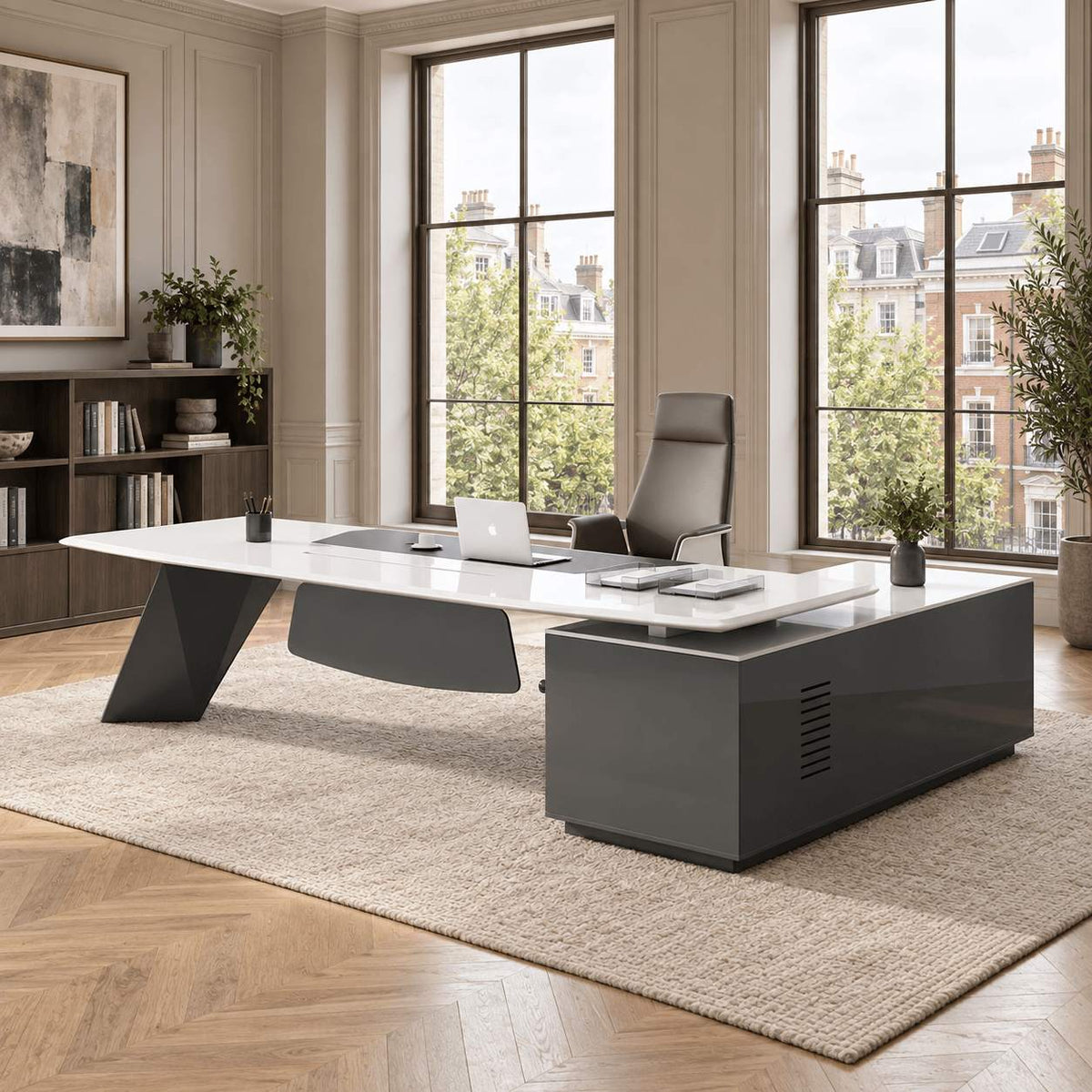 luxury_executive_desk_high_gloss_l-shaped_desk_kaguyasu LBZ-2150_main_images Main image