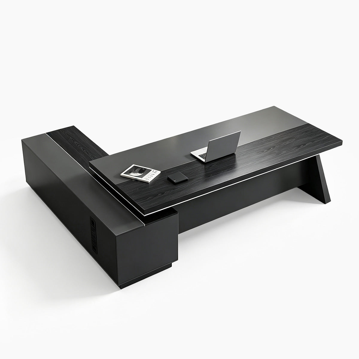 L-Shaped Executive Desk with File Drawers