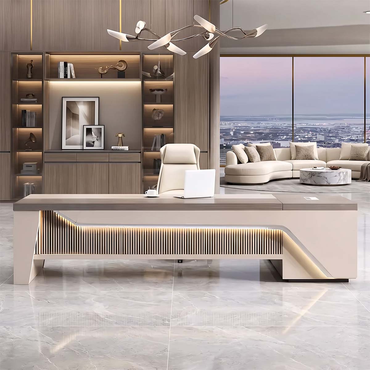 L-Shaped Executive Desk with Side Cabinet & Dial Lock Secondary image