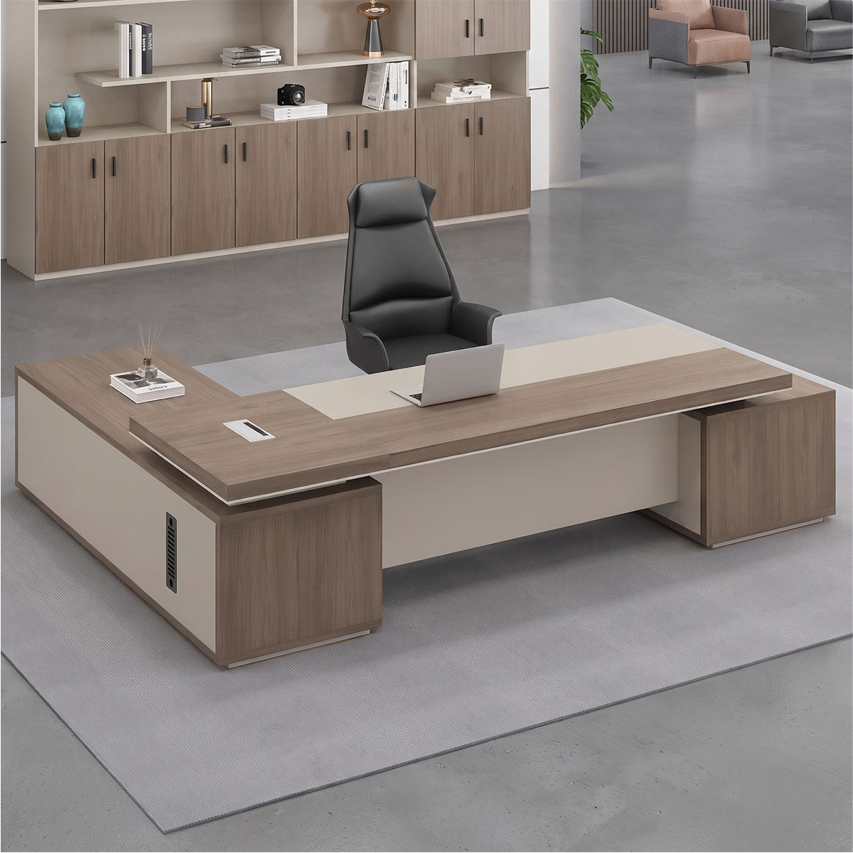 Large Executive Desk with Double-Sided Storage Cabinets Secondary image