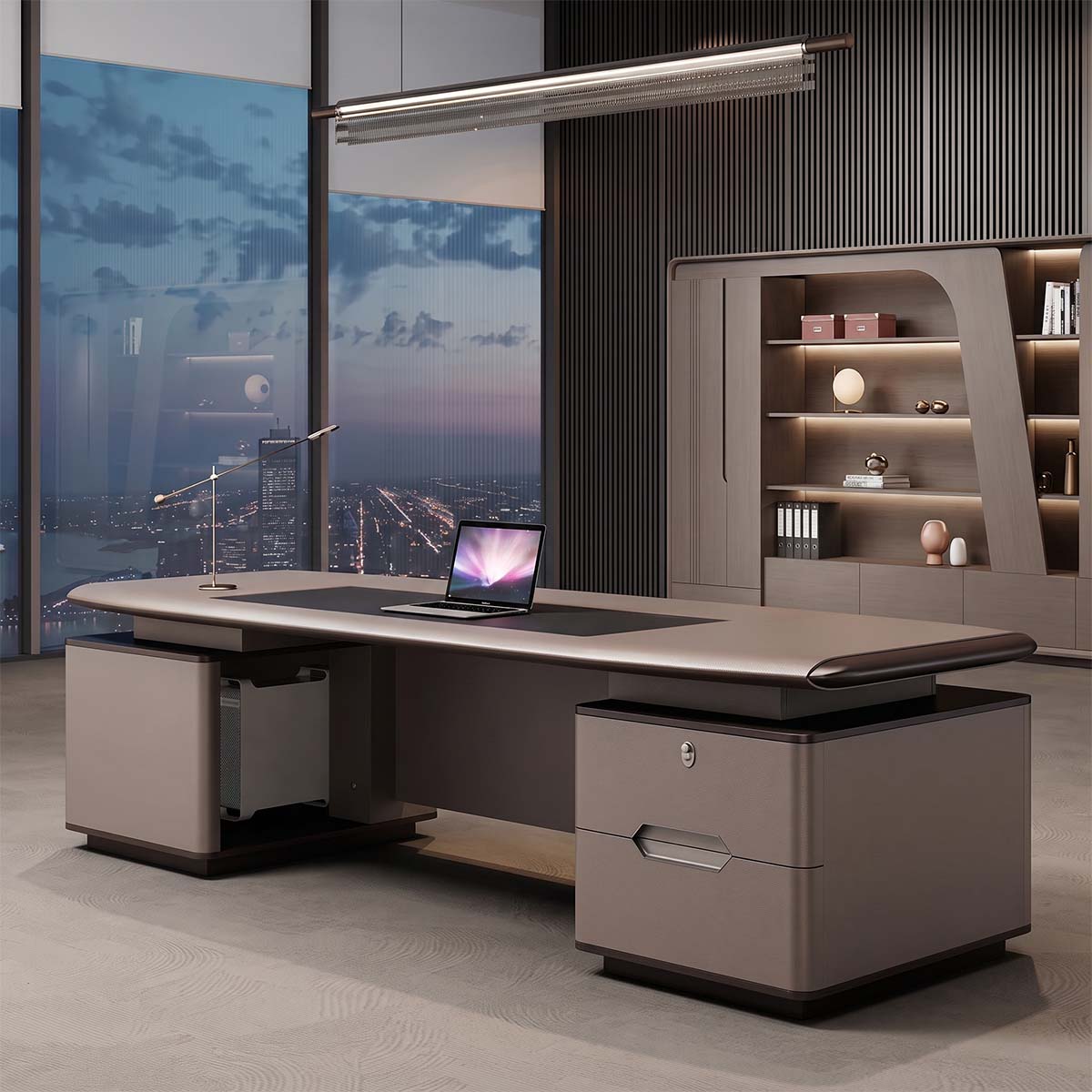 Modern Designer Executive Desk with Side Cabinet Secondary image