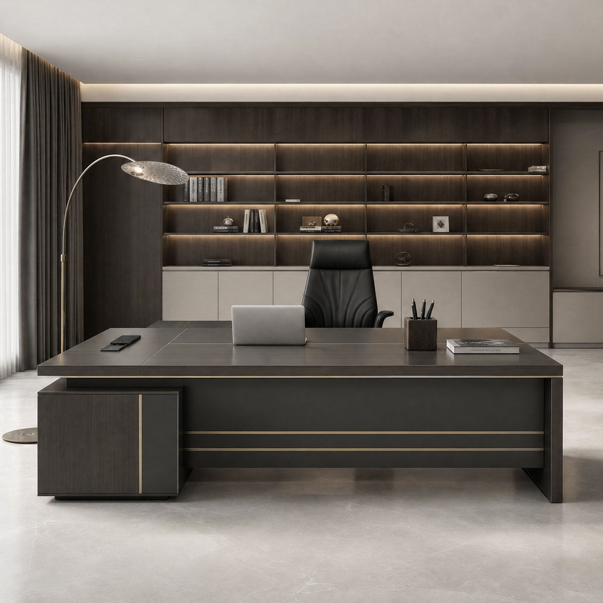 main image modern l shaped executive desk with power outlet side cabinet LBZ 605 Main image