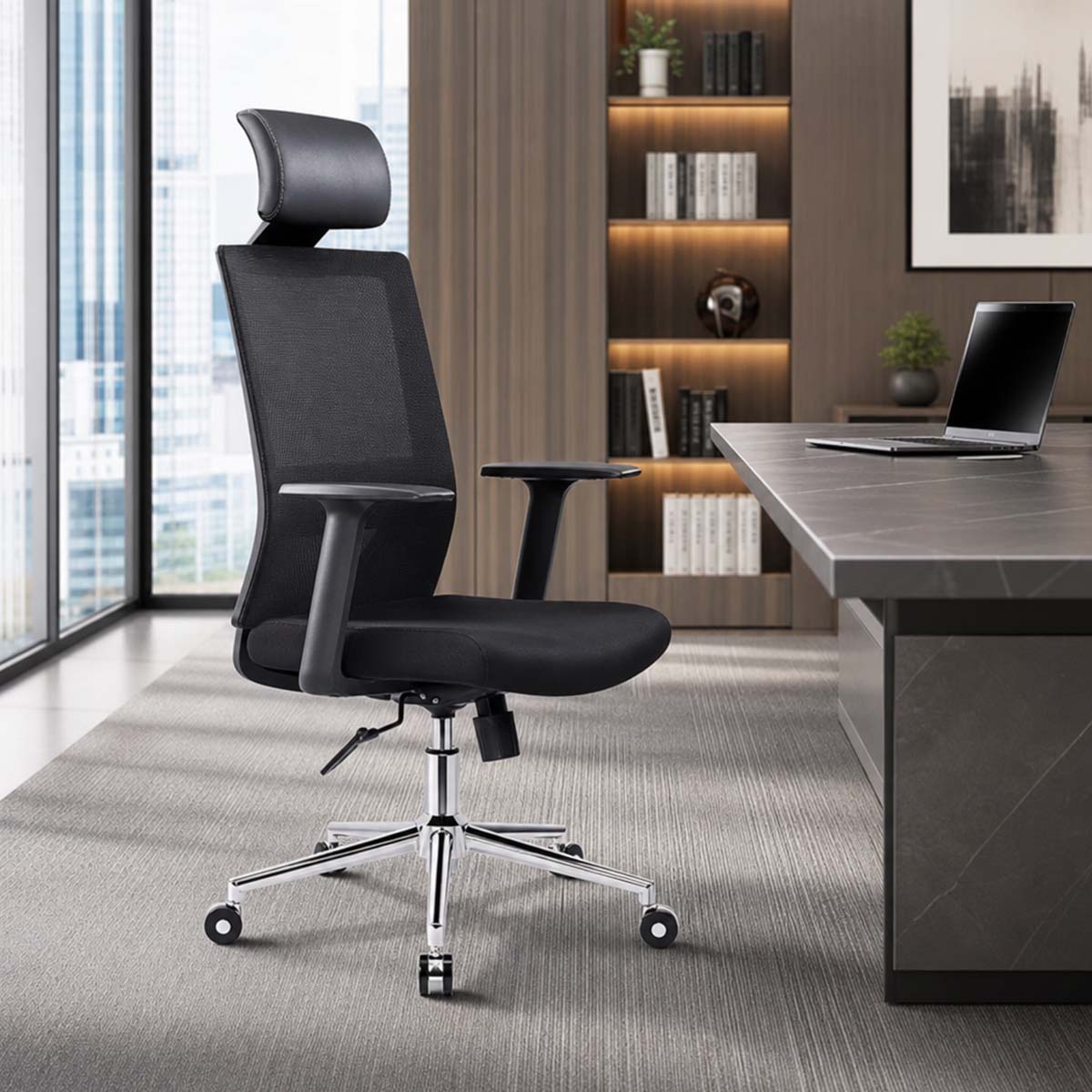 modern office chair ergonomic black office chair with mesh back kaguyasuBGY 39 main images 1