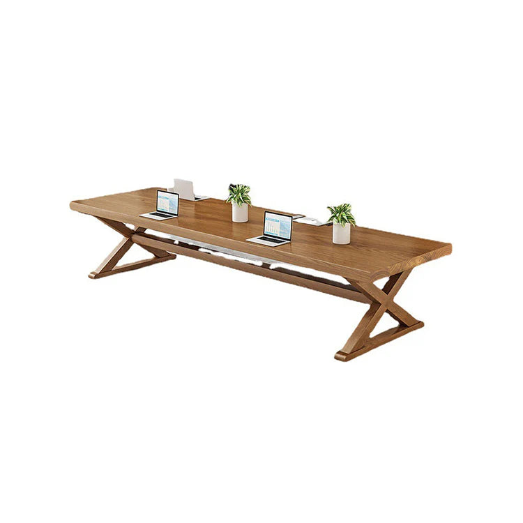 Natural Wood Office Table & Large Heavy Duty Computer Desk Secondary image