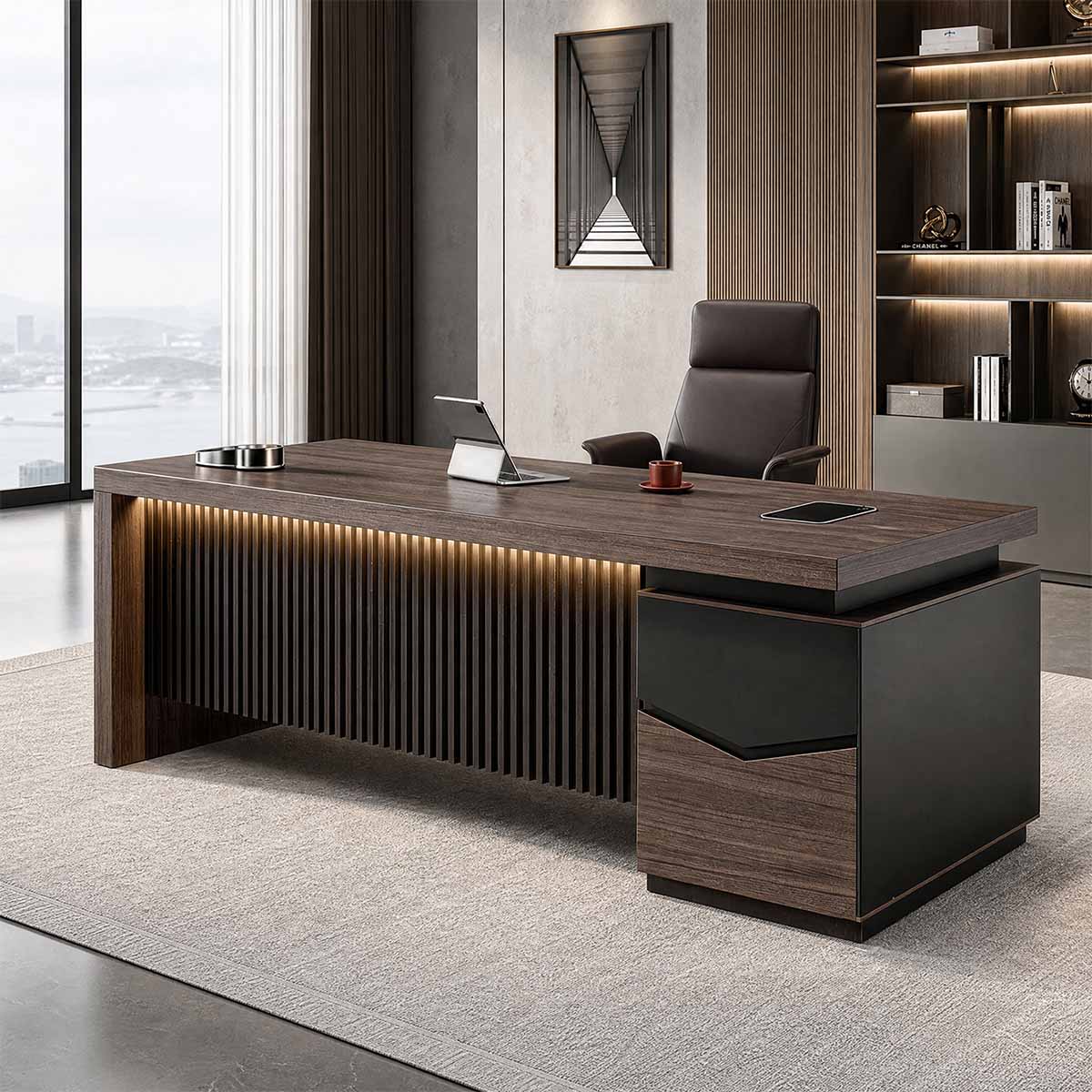 Walnut Desk - Executive Desk with Credenza - product image 4