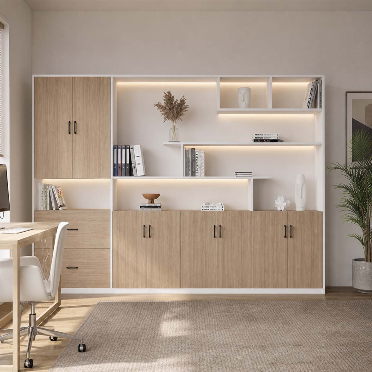 premium white bookcase cabinets and display cabinets kaguyasuCWG K098 main images 1