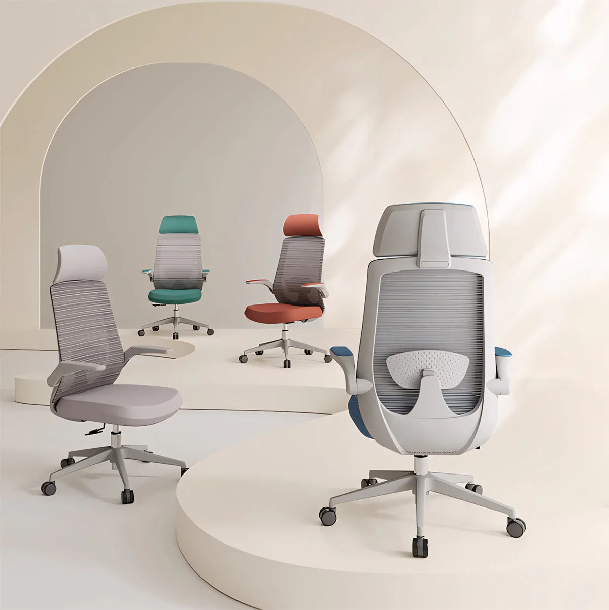 s curve ergonomic office chair black mesh work chair kaguyasuBGY 303 main images 2 Main image