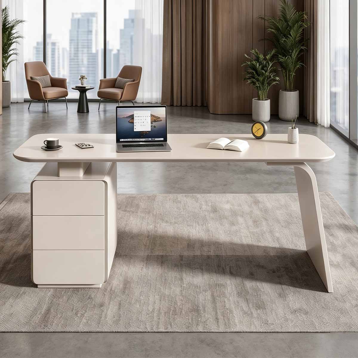 white office desk corner desk with storage kaguyasuLBZ 7212 main images 1 Main image