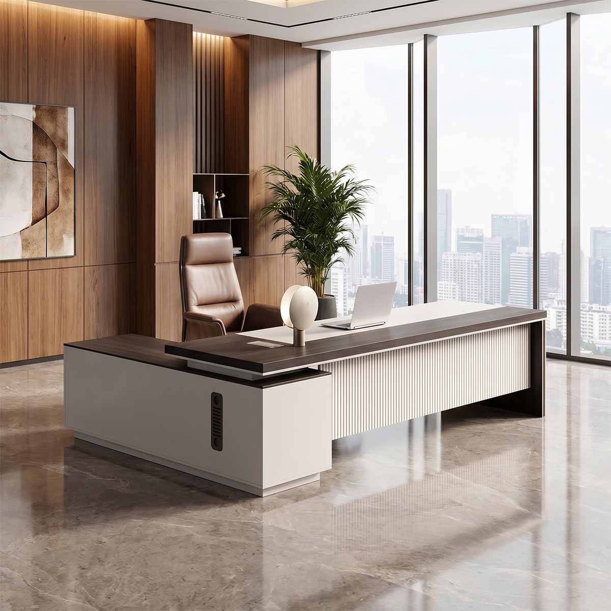 white wood desk l shaped executive desk kaguyasuLBZ 056 main images 3
